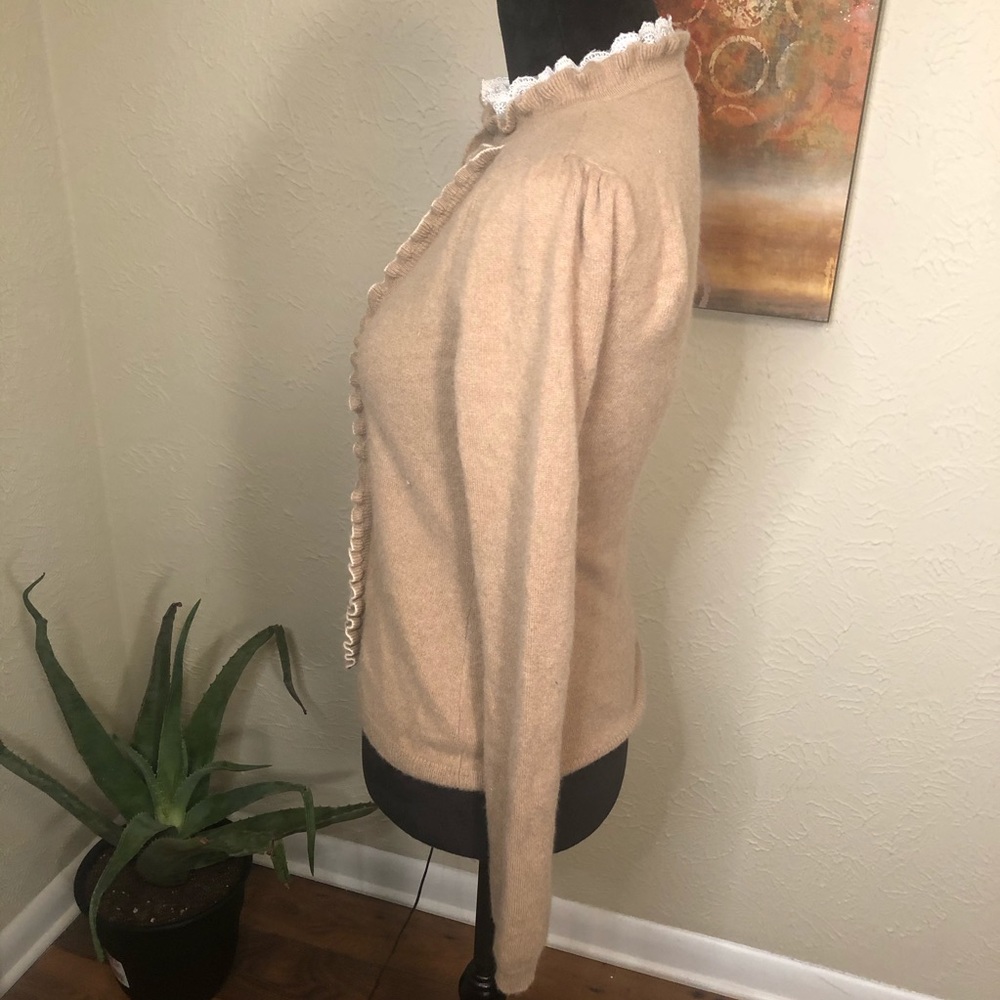 Bokhee Cashmere Ruffle & Lace Cardigan Sweater - Picture 5 of 7